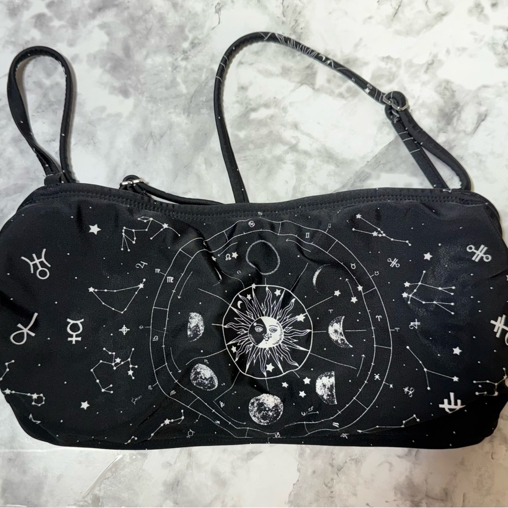 Black Celestial mystic astrology tube style Print bikini top